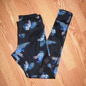 Blue Tropical Print Leggings XS